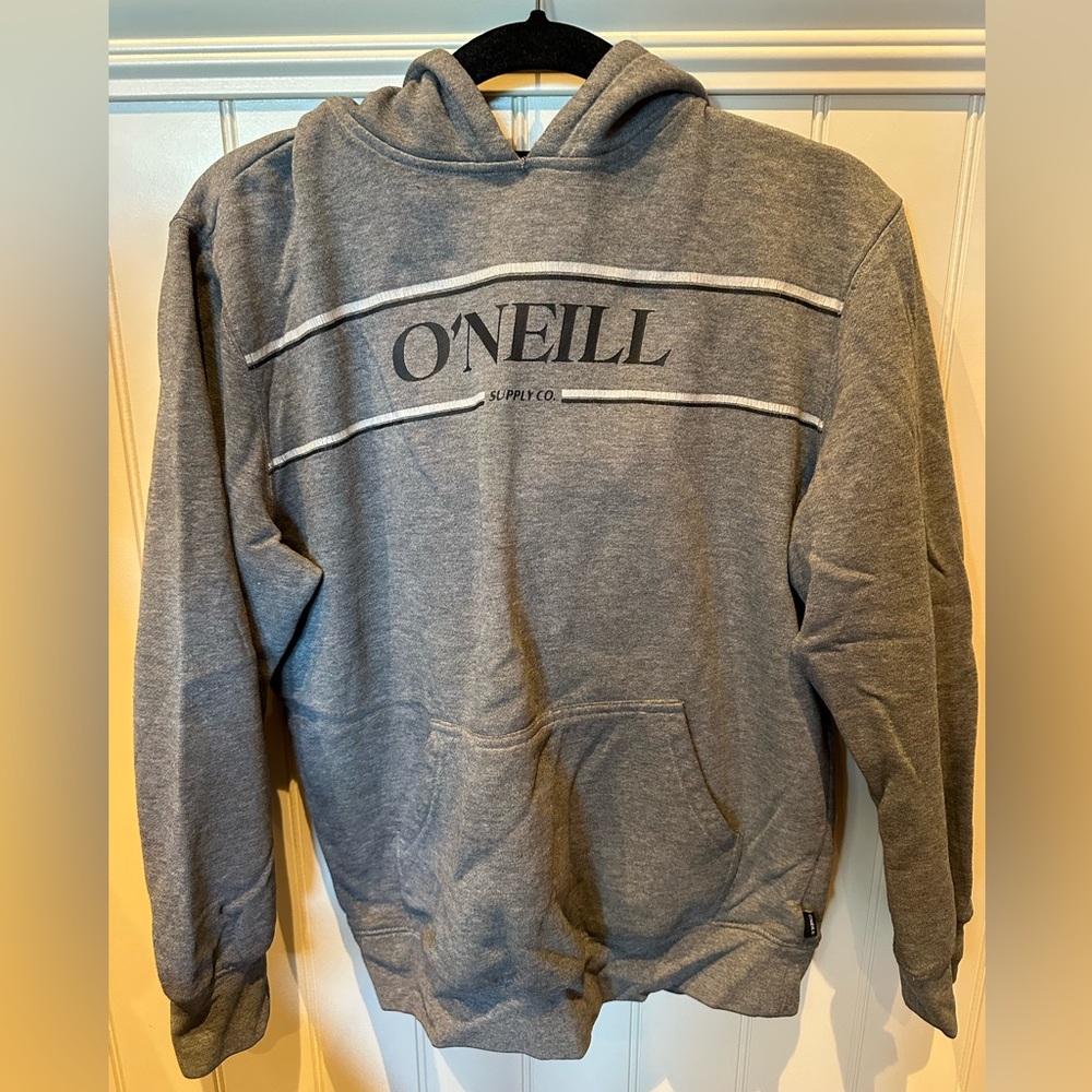 O’NEILL Boys Size Large Grey Black White Hoodie